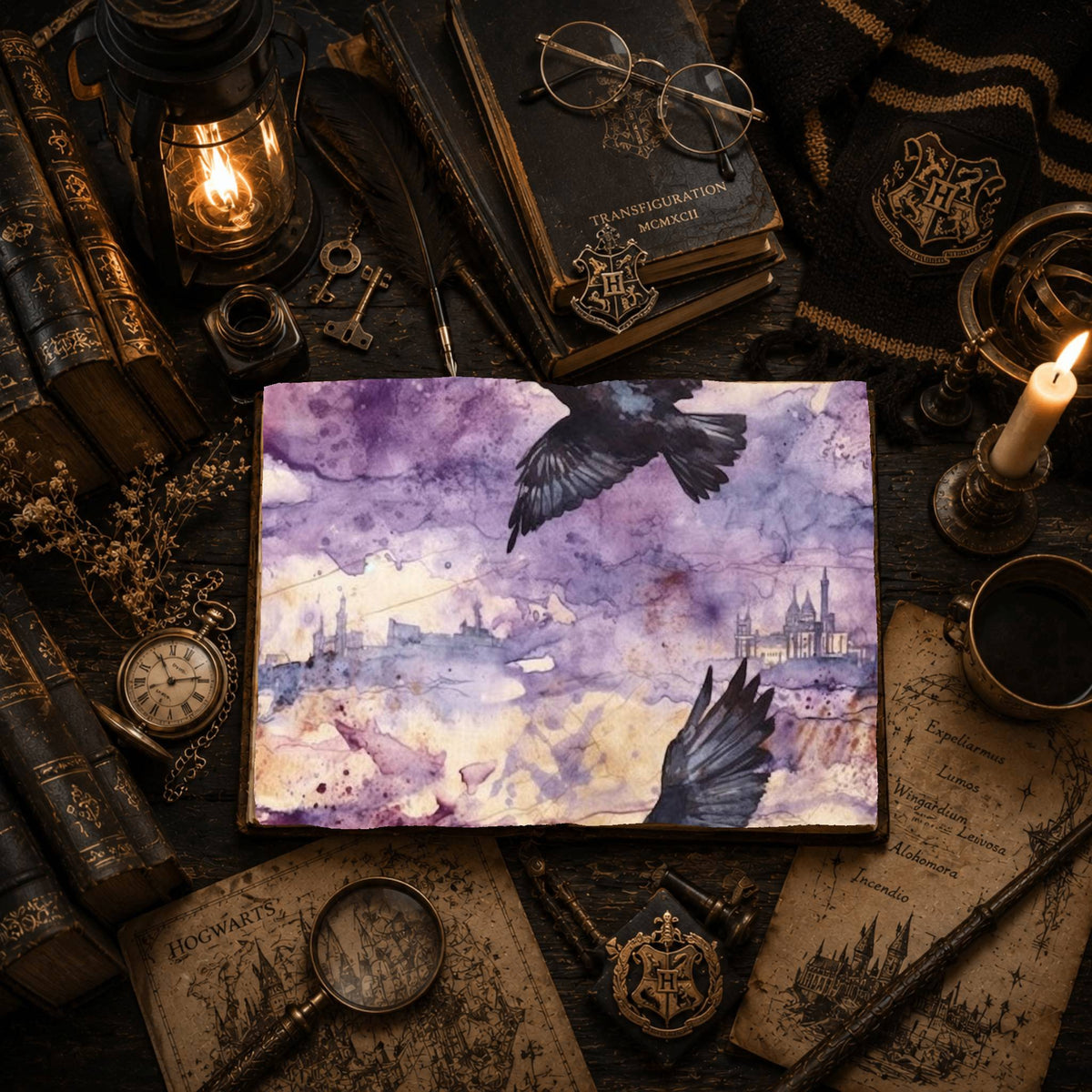 Purple Watercolour Witch Digital Papers