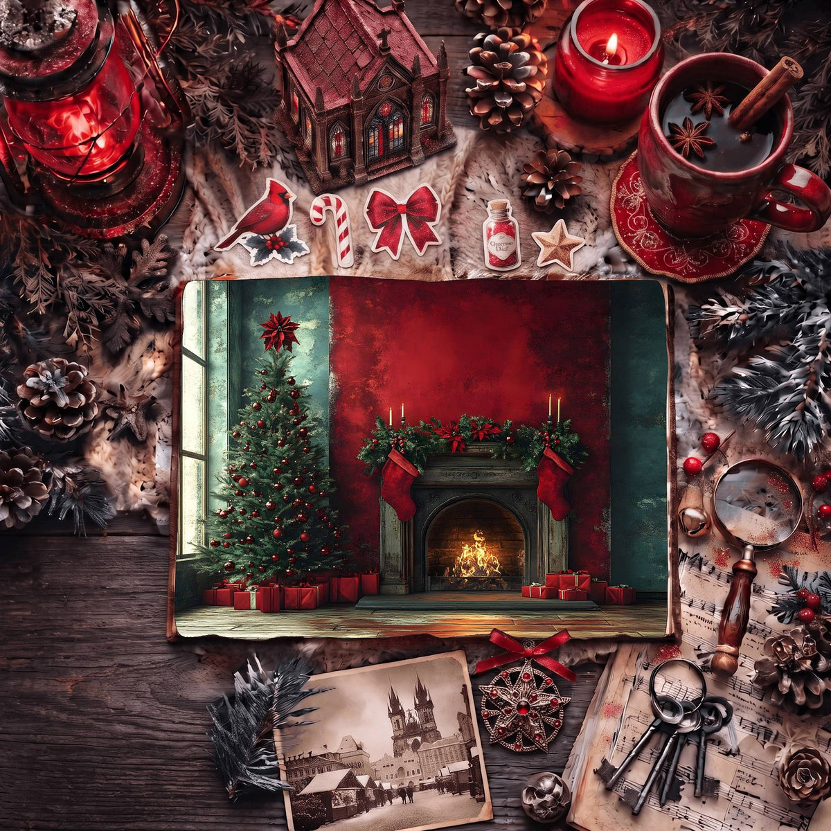 Red Christmas Digital Papers