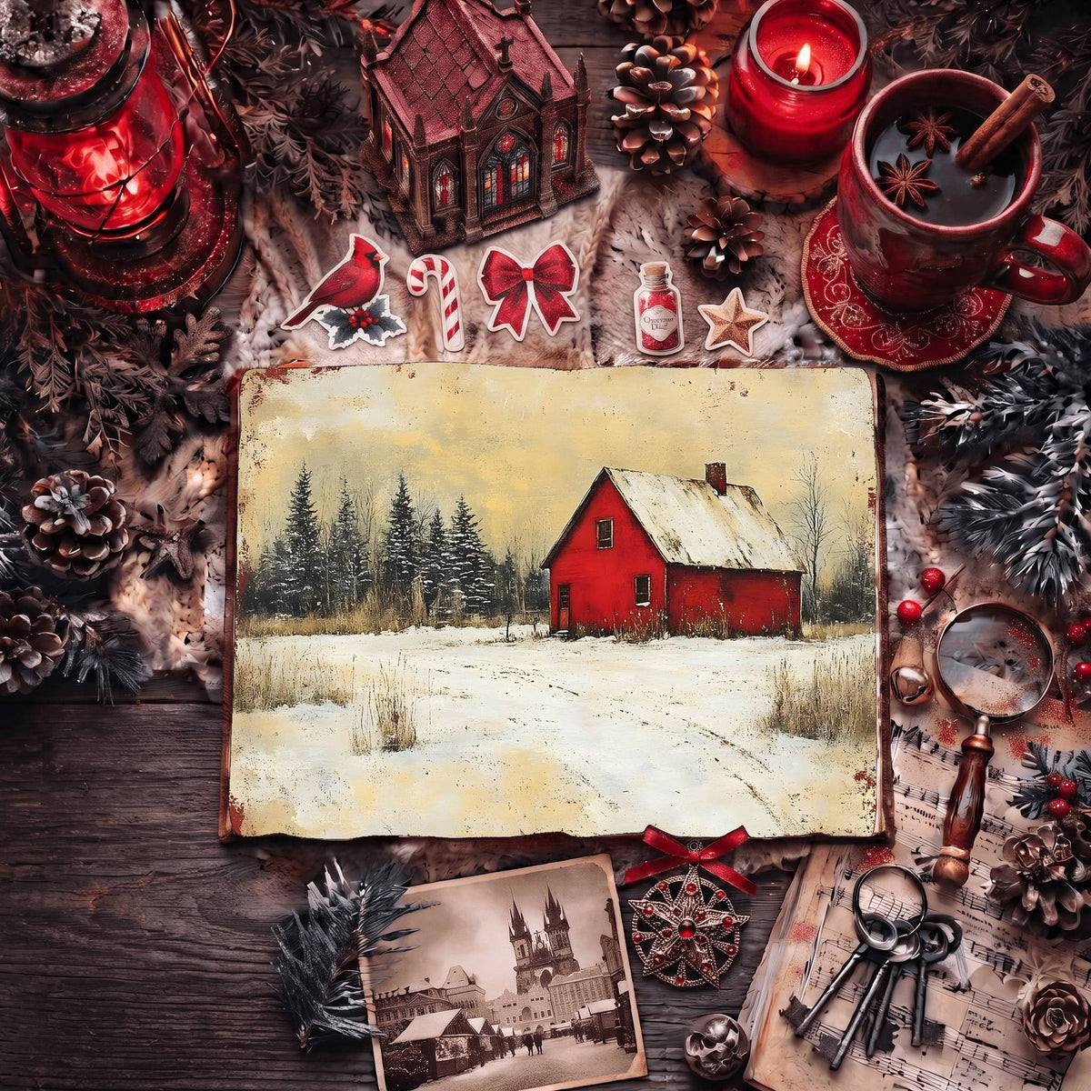 Red Christmas Digital Papers