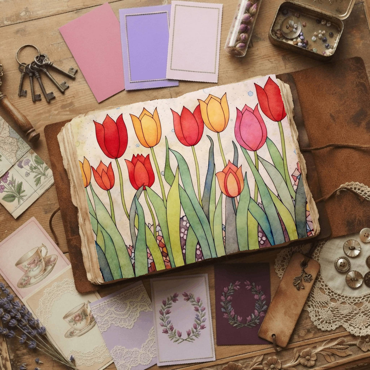 Red Tulips Digital Papers