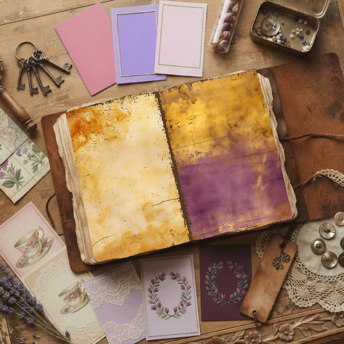 Regal Damask printable junk journal paper, page preview 4