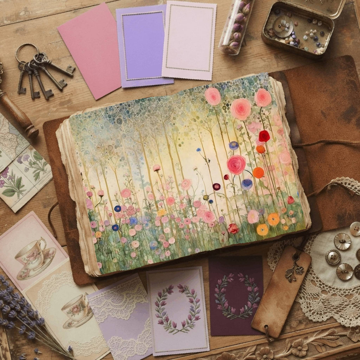 Rose Garden printable junk journal paper, page preview 4