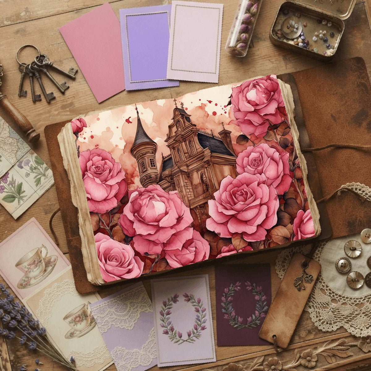 Rose Garden printable junk journal paper, page preview 4
