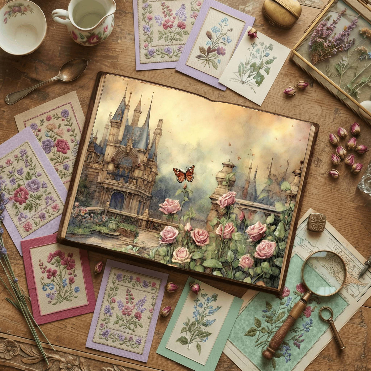 Rose Garden printable junk journal paper, page preview 4
