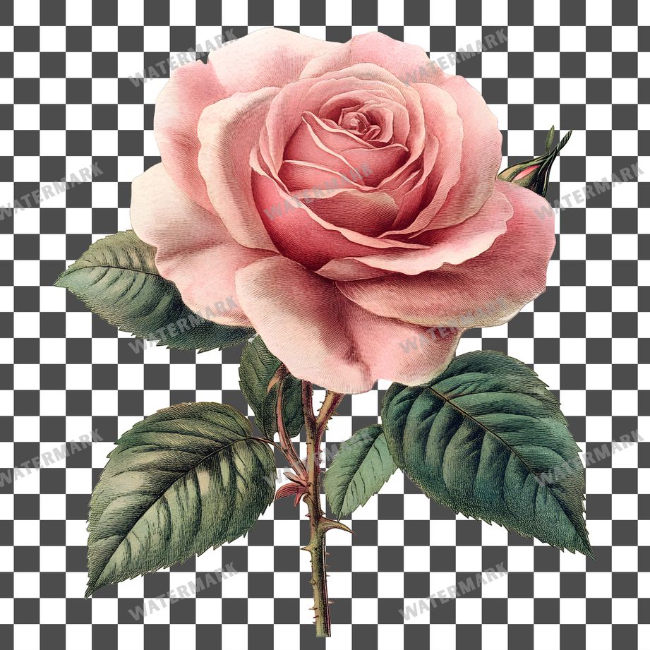 Rose Vintage Style clipart PNG on a transparent background, design 4