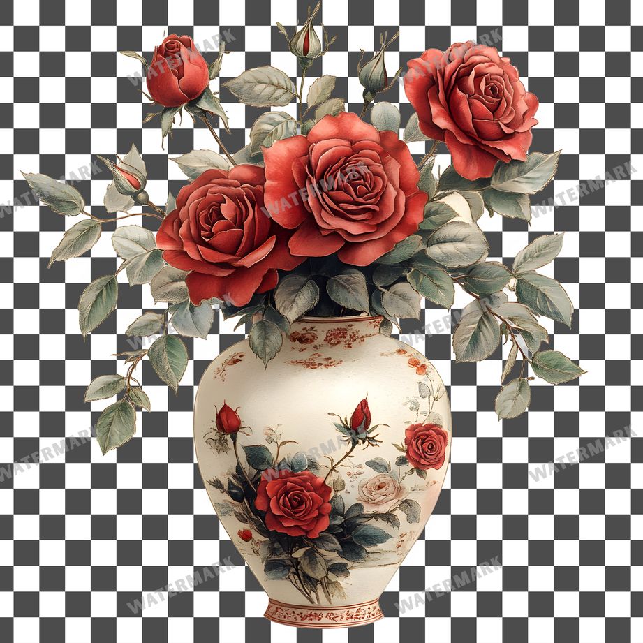 Roses Vintage Style clipart PNG on a transparent background, design 4