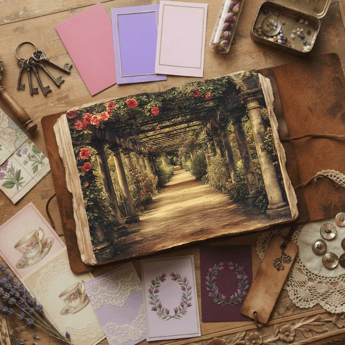 Secret Garden printable junk journal paper, page preview 4