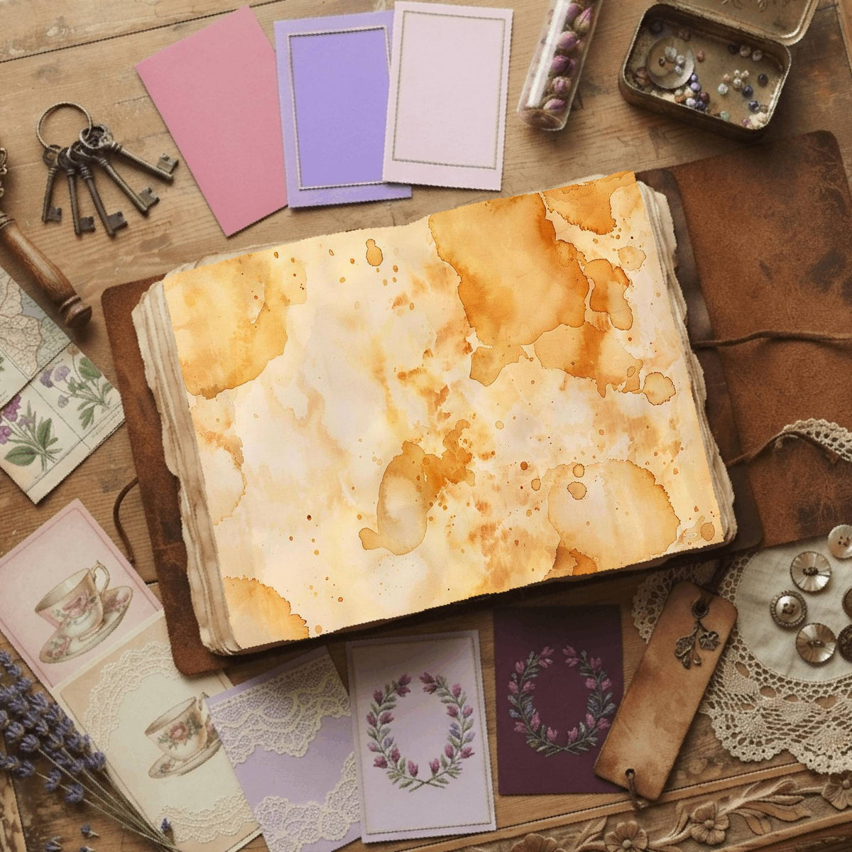 Tea printable junk journal paper, page preview 4