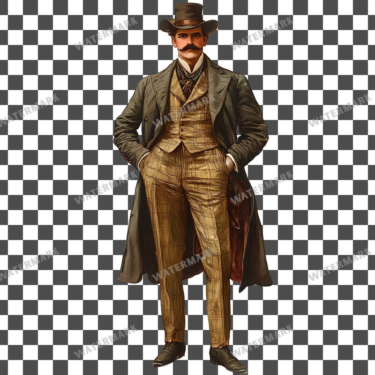 Victorian Man Vintage Style Clipart Pngs