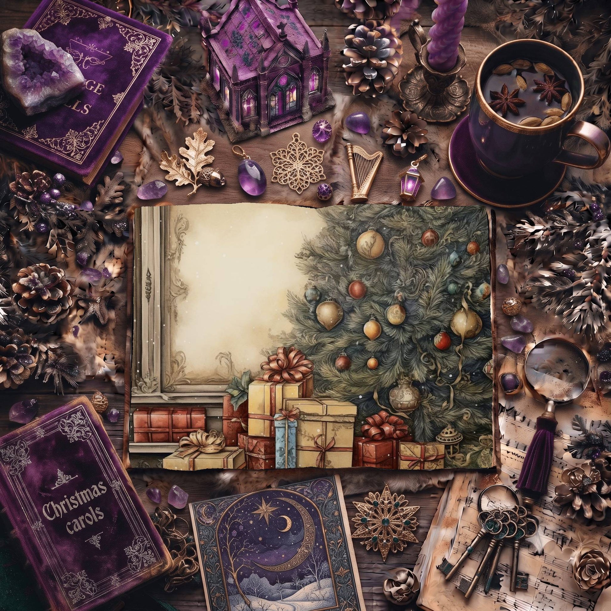 Vintage Christmas Tree Digital Papers