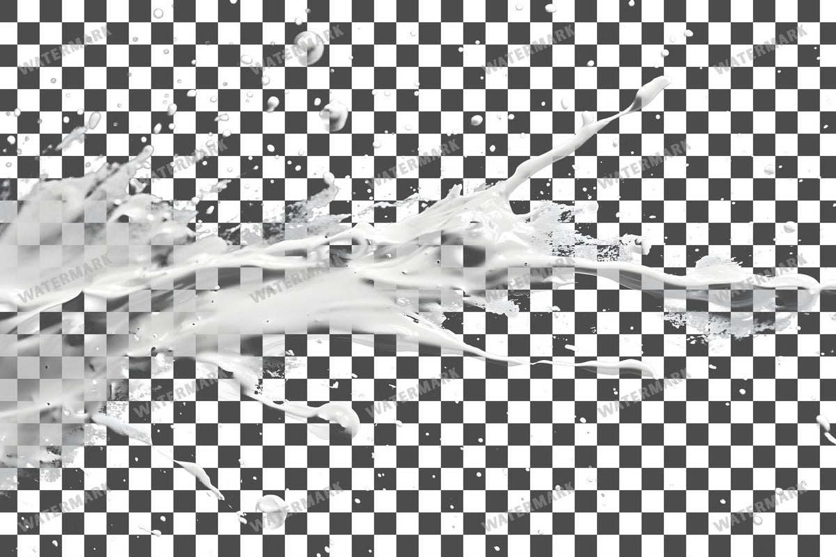 White Paint Splatter Abstract Splashes PNG overlay on a transparent checkered background, preview 4