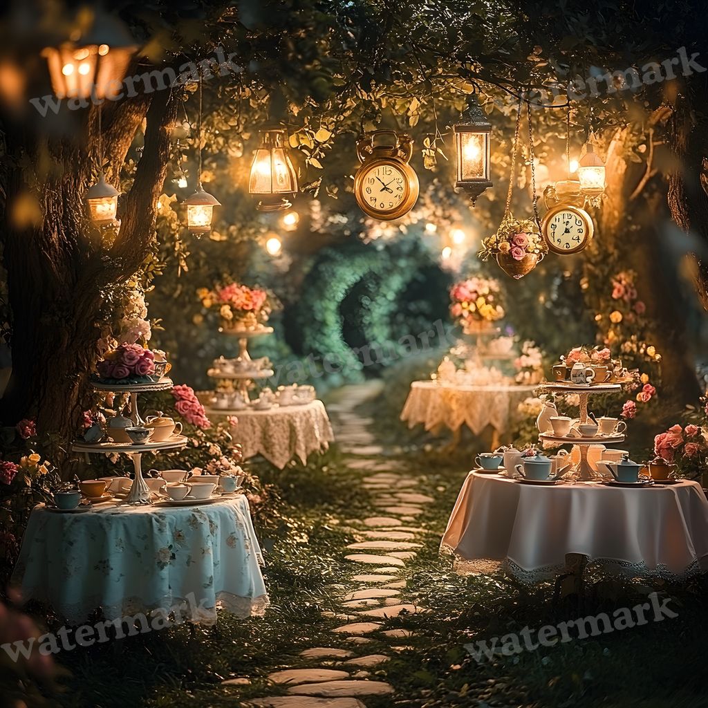 Wonderland Tea Party Backdrop Images