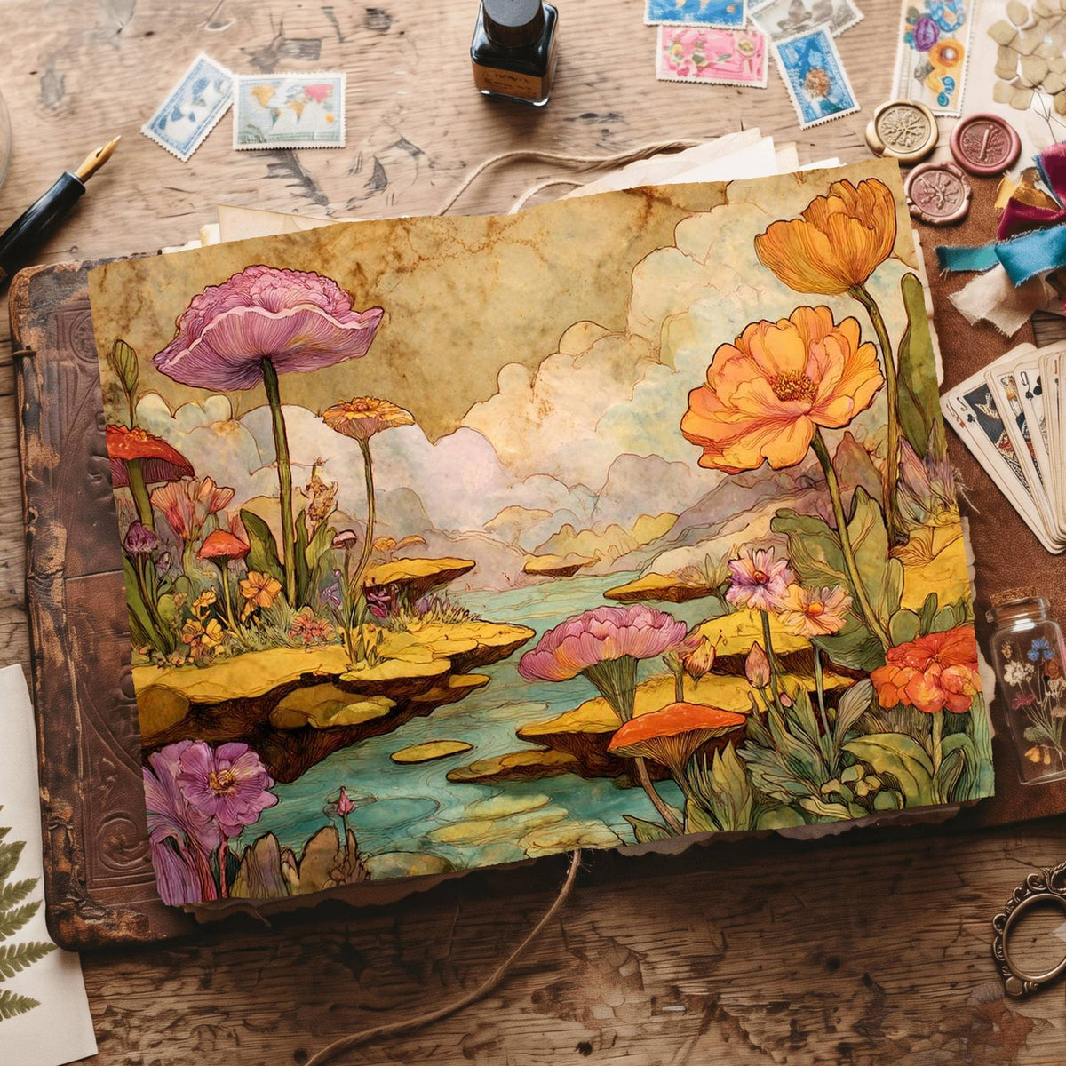 Wonderland Whimsical Landscape Digital Papers