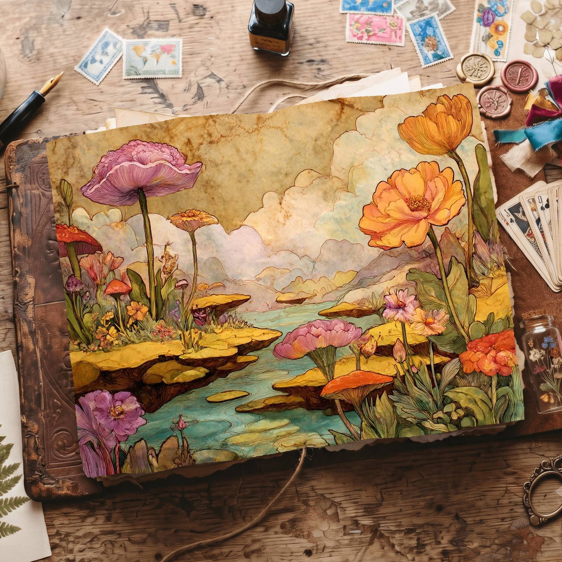 Wonderland Whimsical Landscape Digital Papers