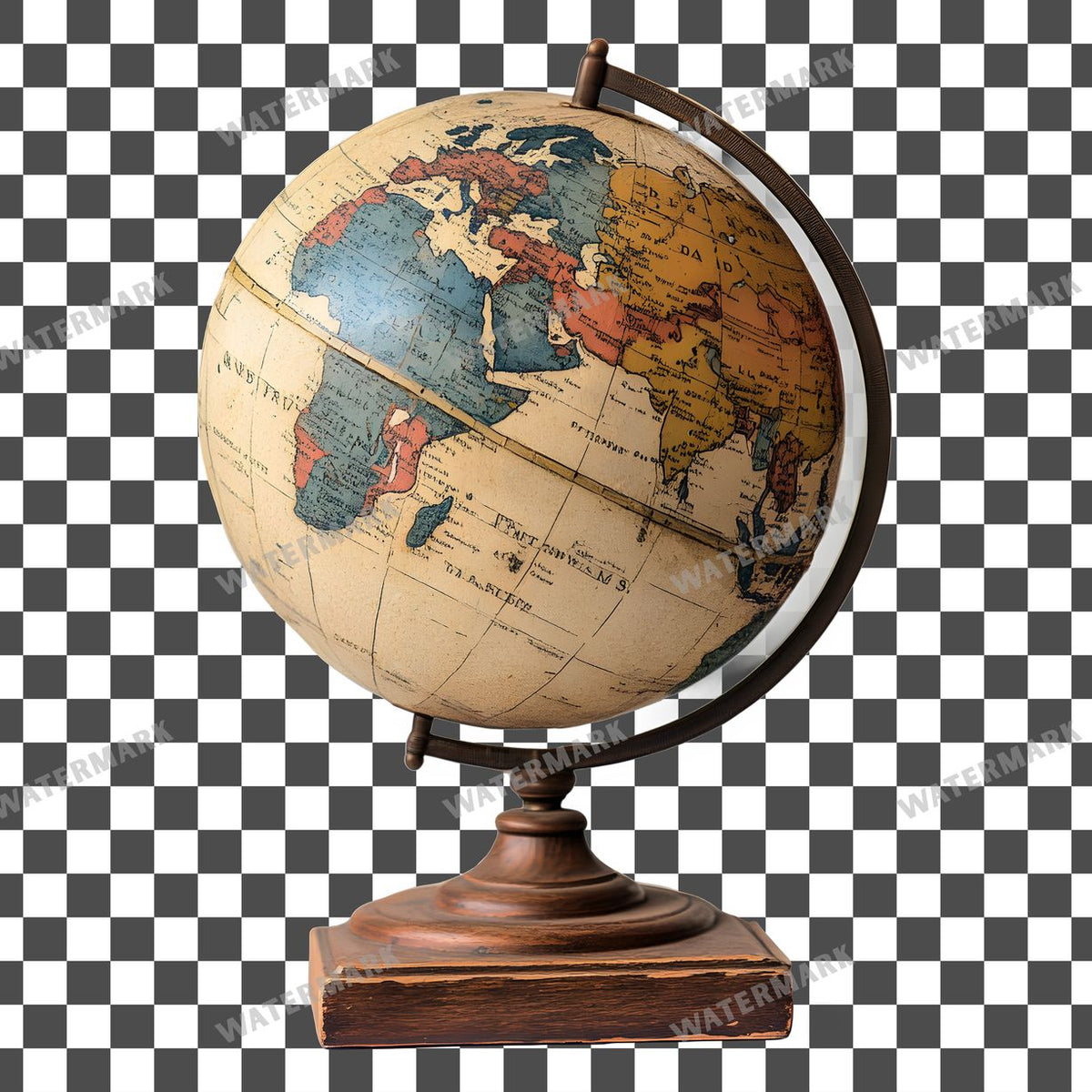 World Globe Vintage Style Clipart Pngs