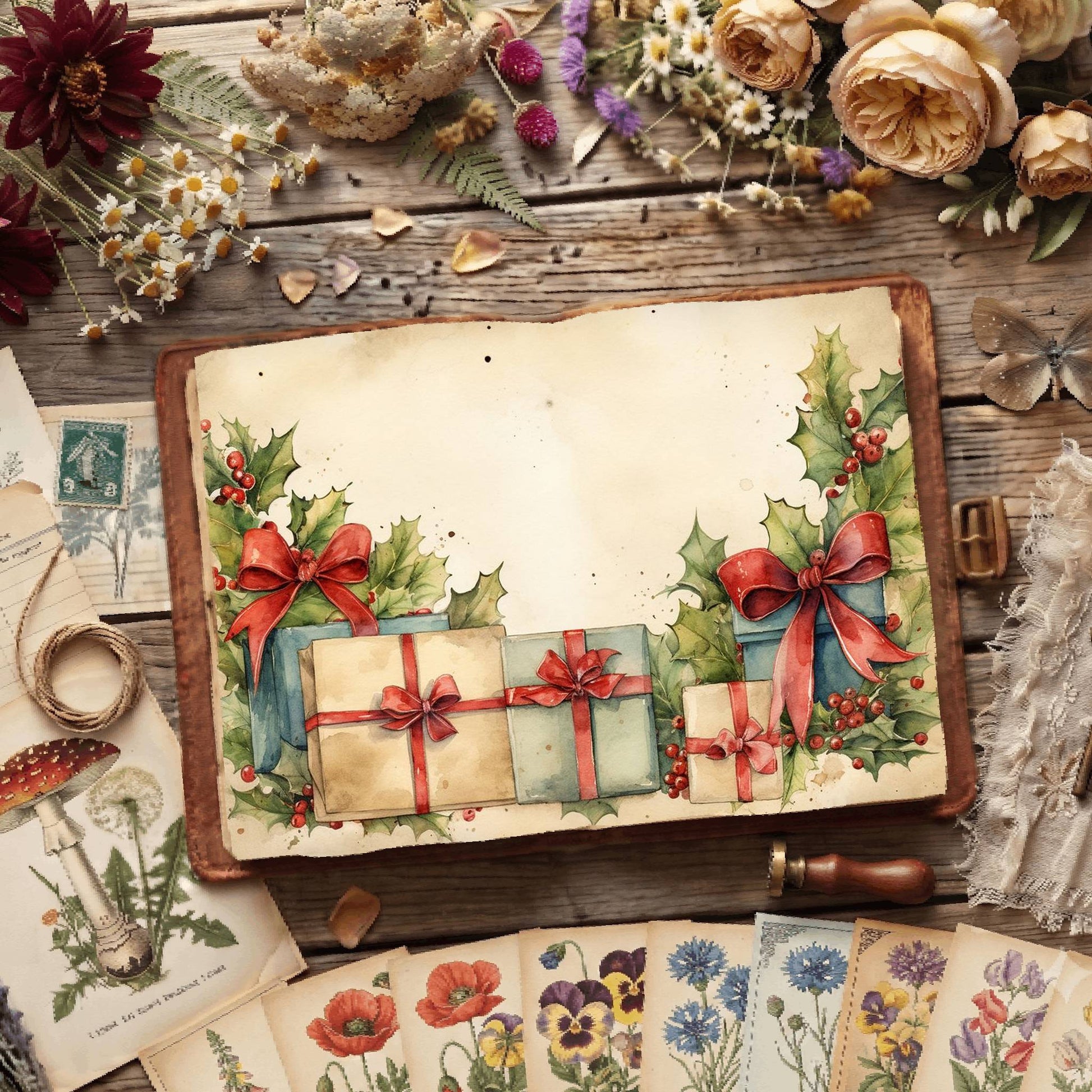 Wrapped Christmas Gifts Digital Papers