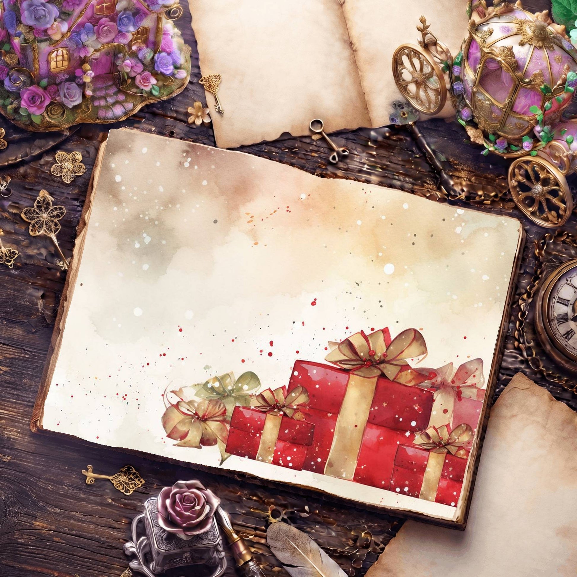 Wrapped Christmas Gifts Digital Papers