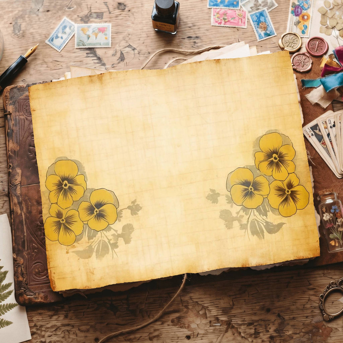 Yellow Pansies Digital Papers