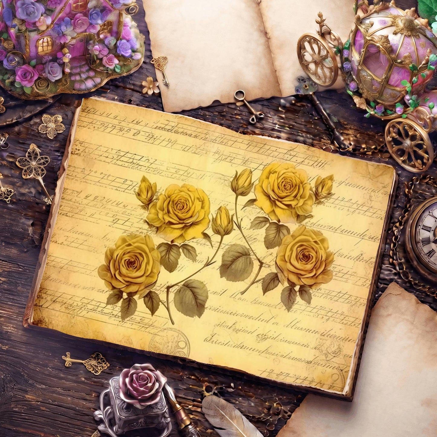 Yellow Roses Digital Papers