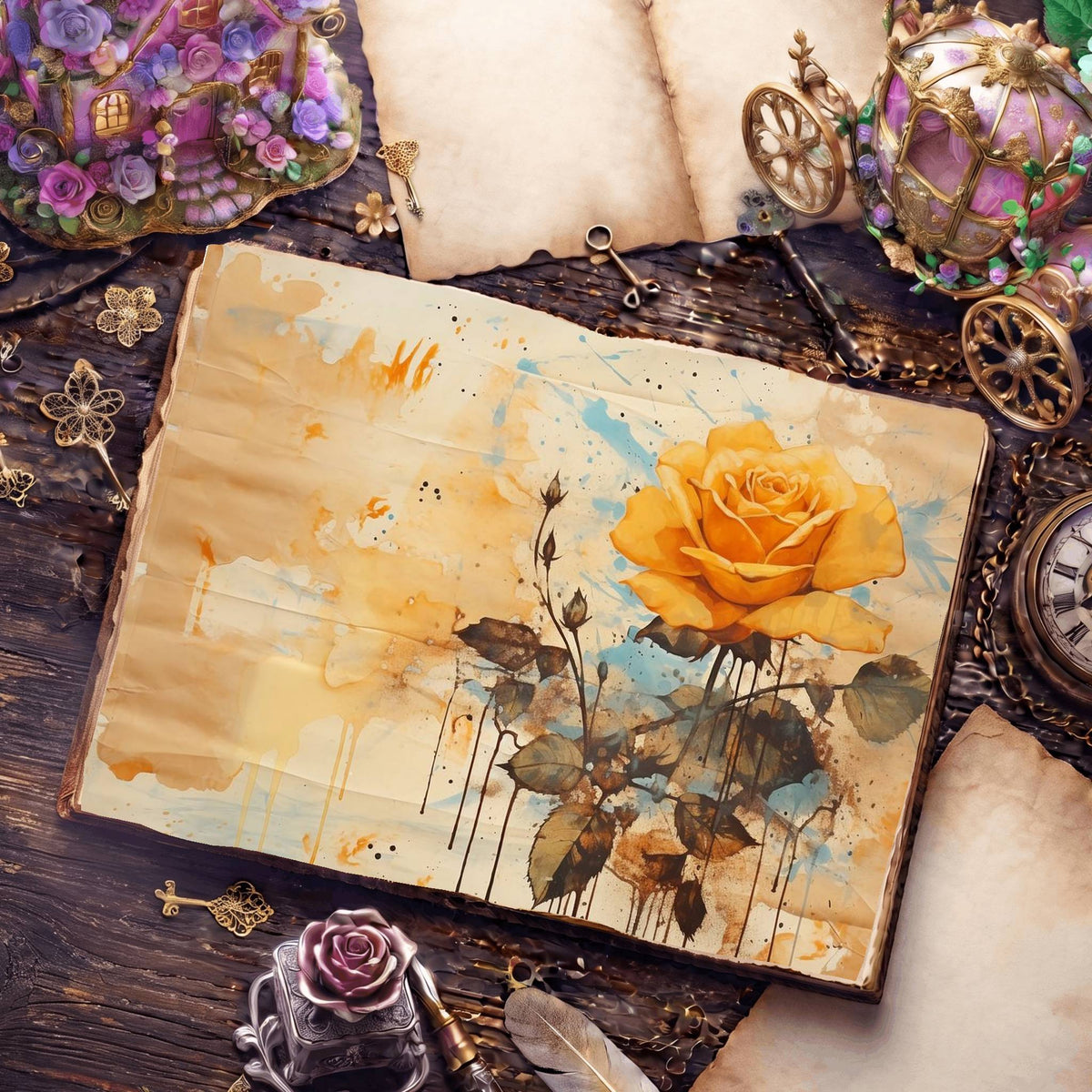 Yellow Roses Digital Papers