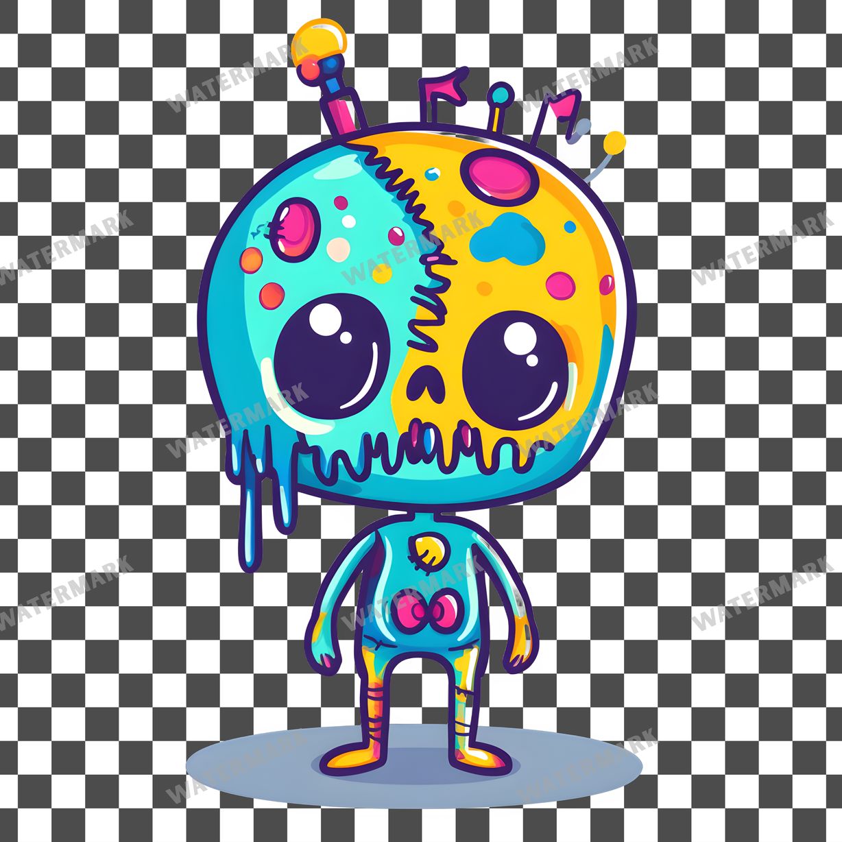 Zombie Kawaii Style Clipart Pngs
