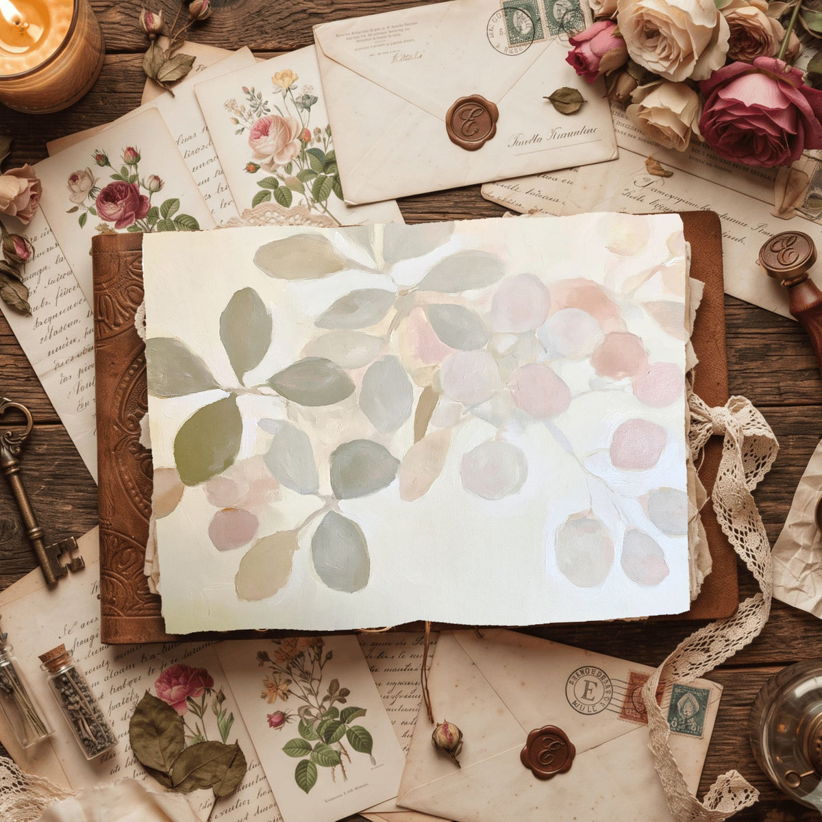 Abstract Botanical Leaves Painting