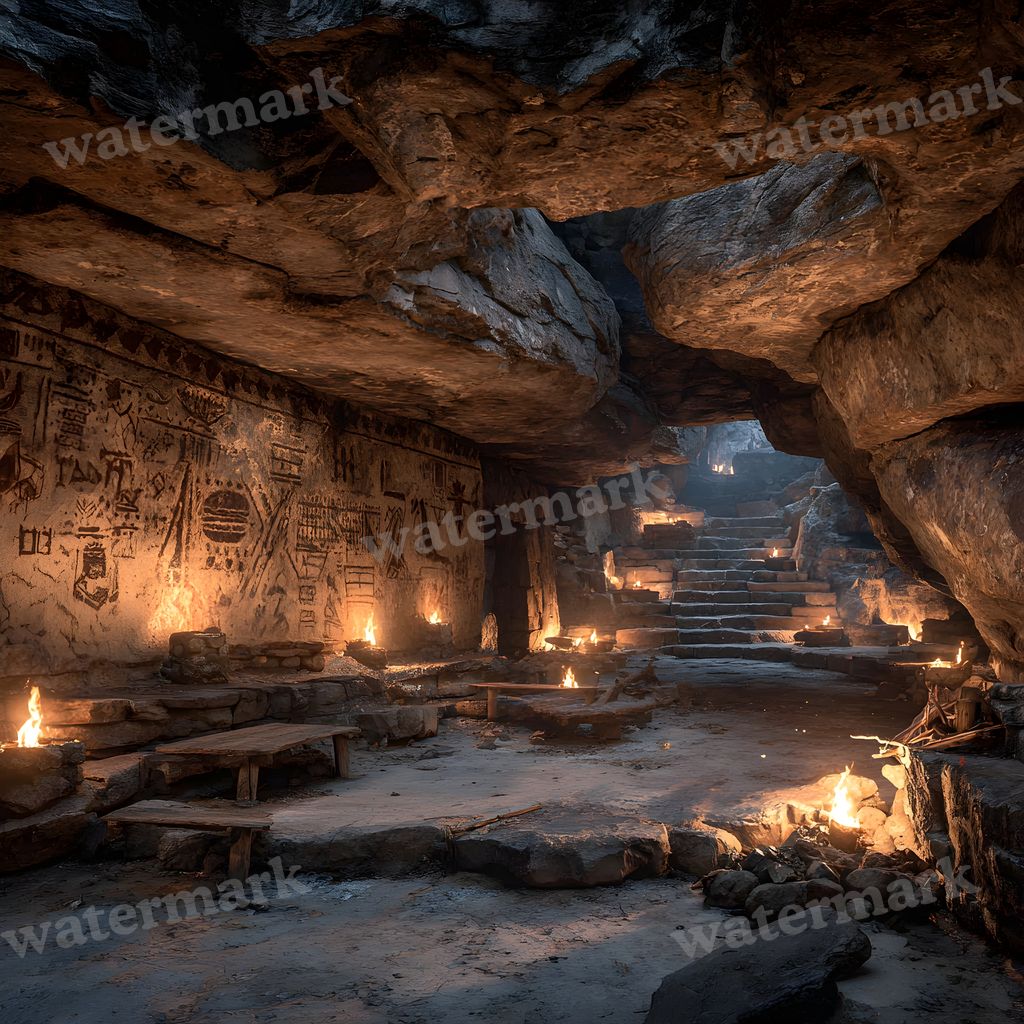 Ancient Burger Deity Cave Art Backdrop Images