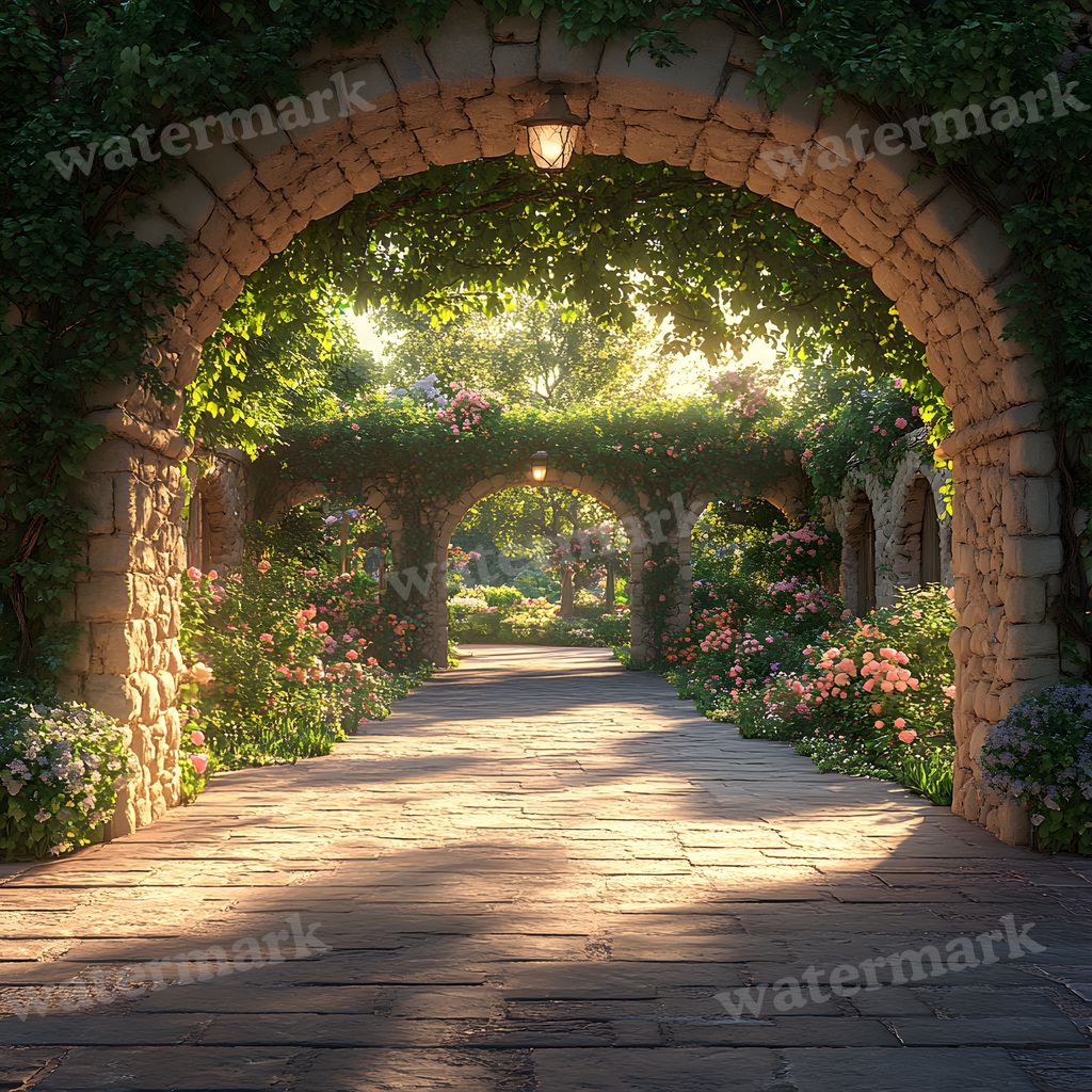 Baroque Garden digital photo backdrop for photo editing, preview 4