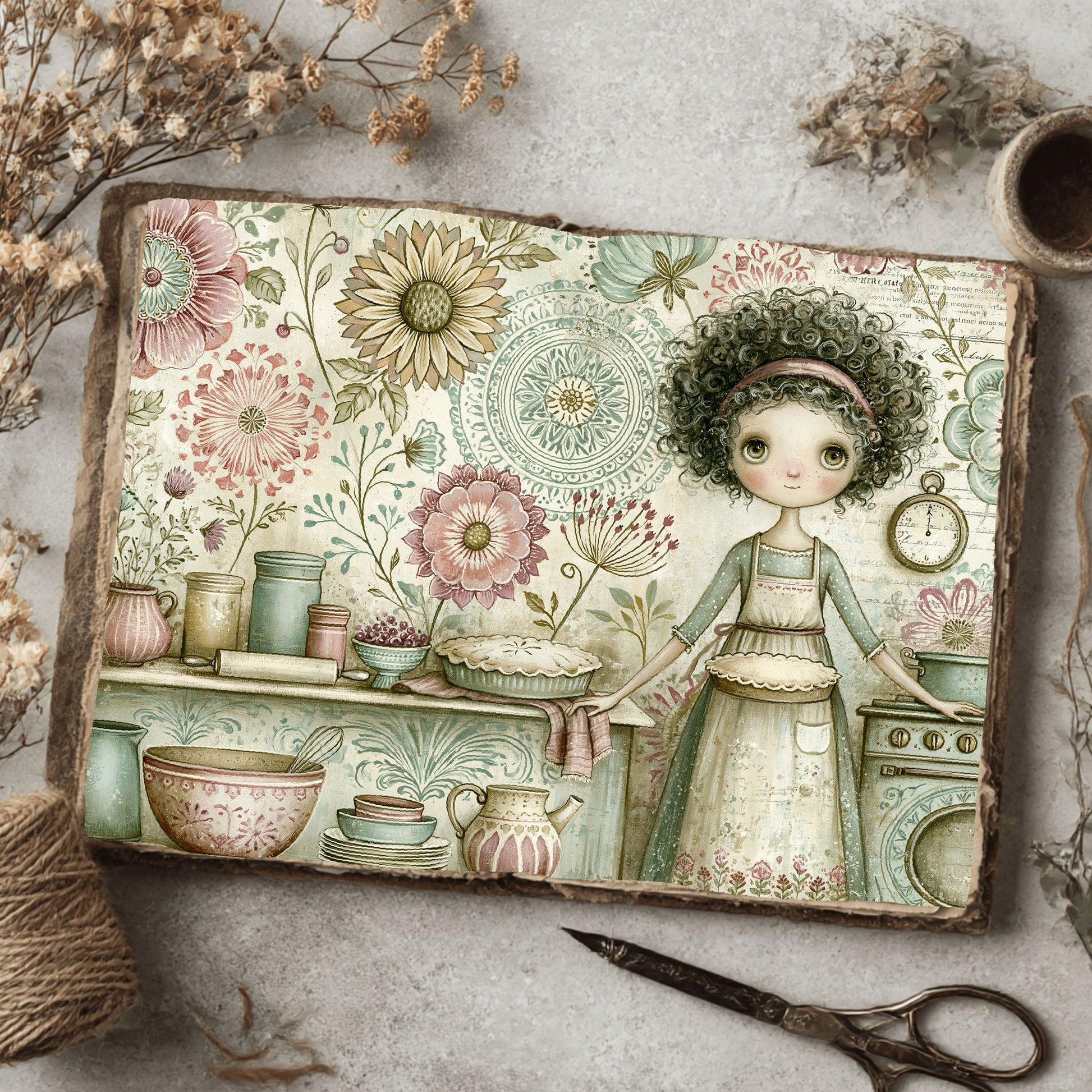 Cozy Berry Pie Kitchen Illustration