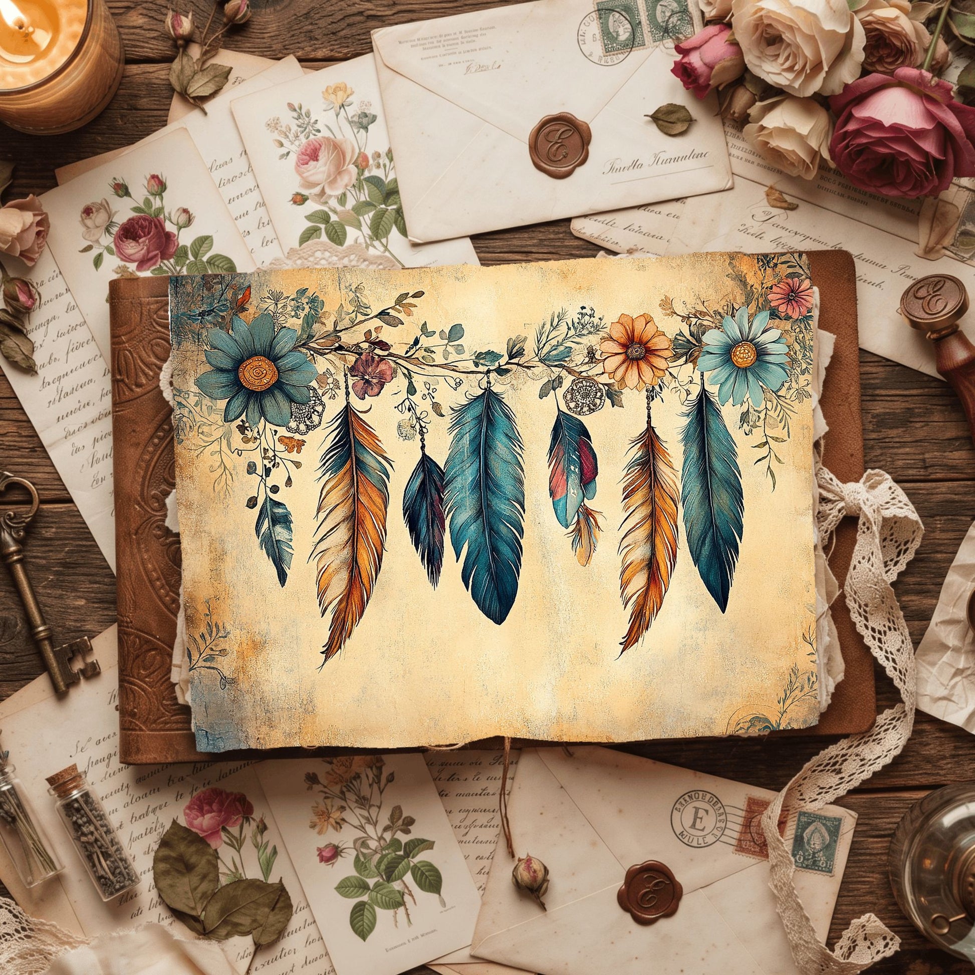 Dreamy Aged Vintage Printable Paper