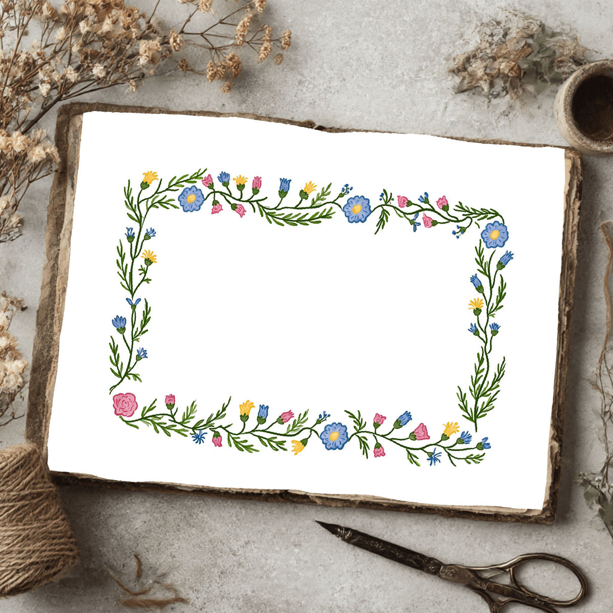 Folk Art Watercolor Floral Pattern