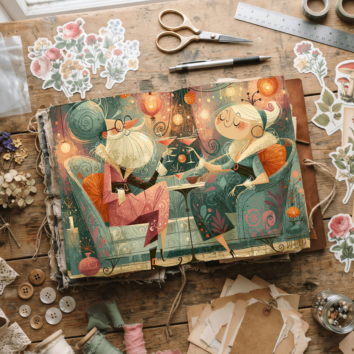 Groovy Vintage Santa Christmas Art