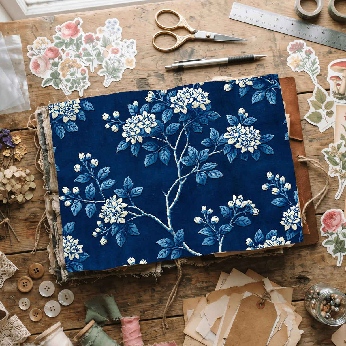 Indigo Floral Textile Pattern