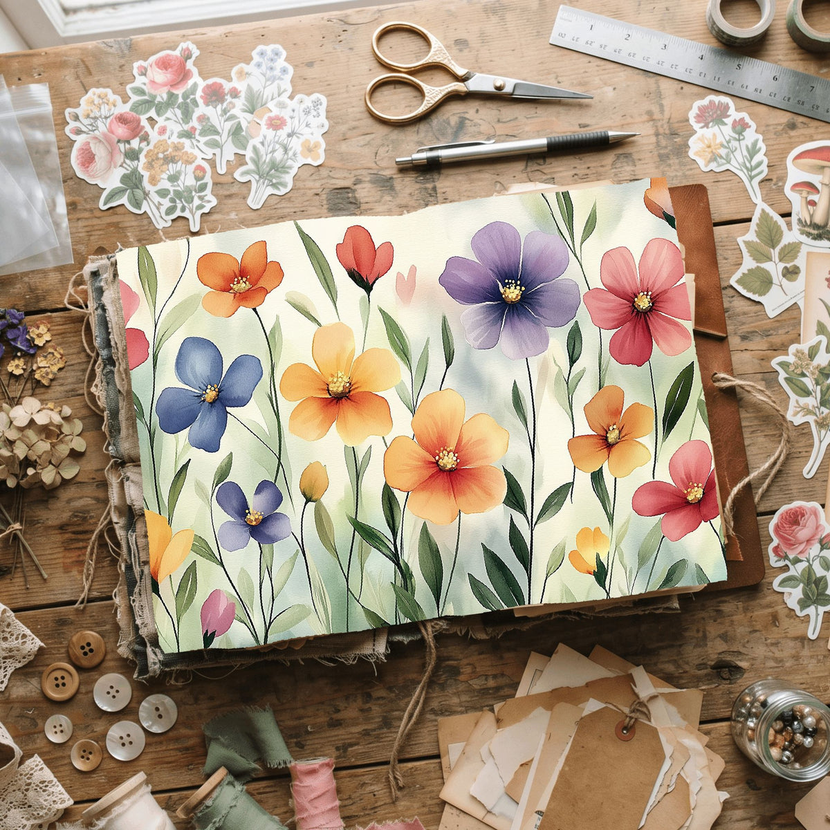Pastel Botanical Floral Bloom Paper