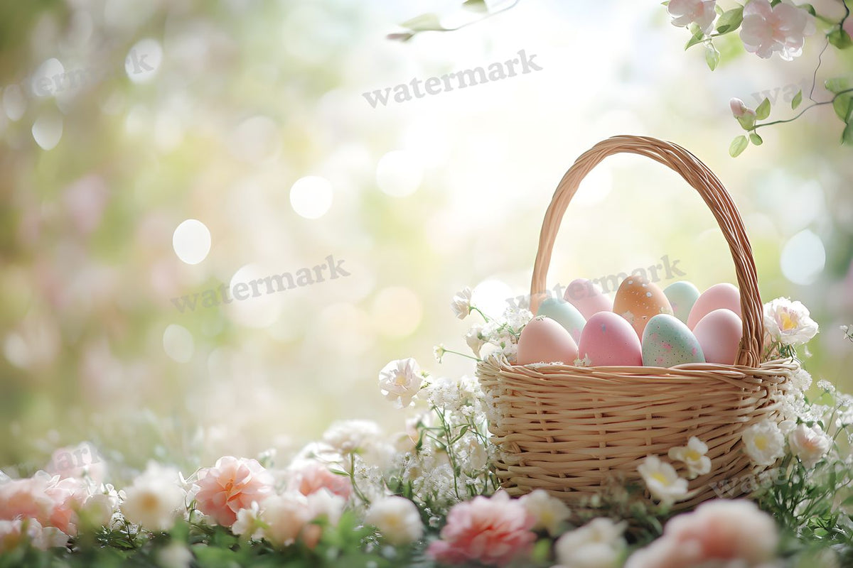 Pastel Easter Basket Backdrop Images