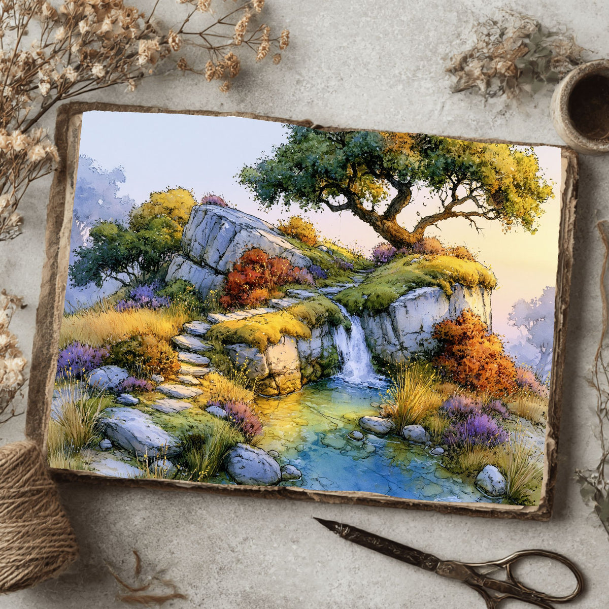 Peaceful Woodland Brook Watercolor