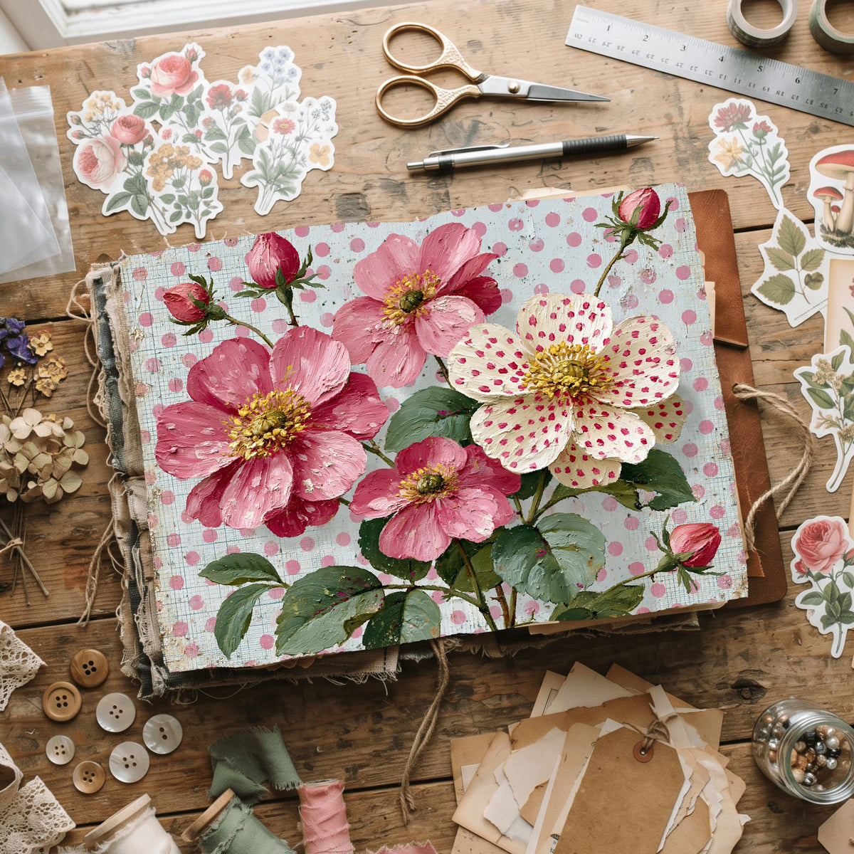 Pink Shabby Chic Journal Paper