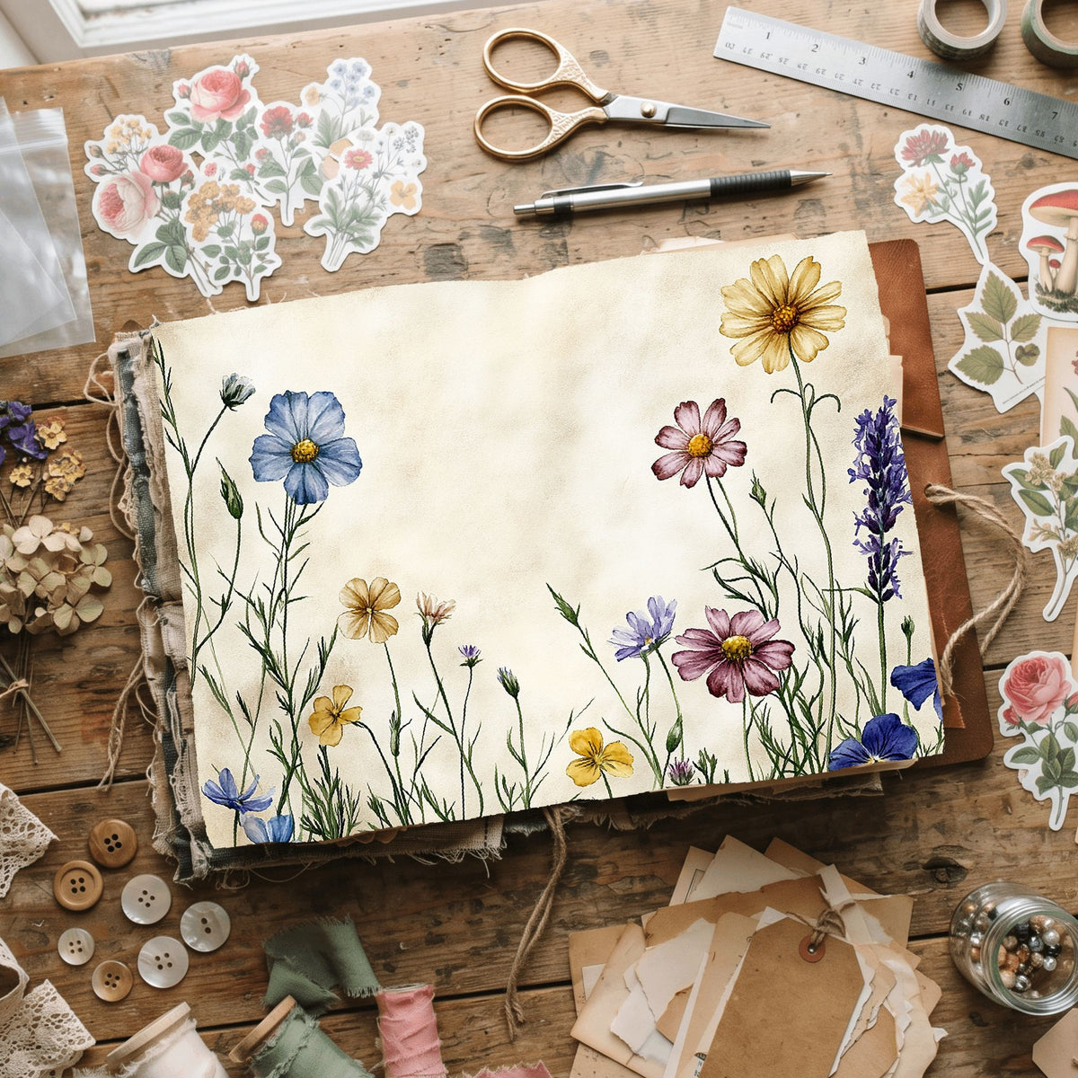 Pressed Wildflower Stationery Paper