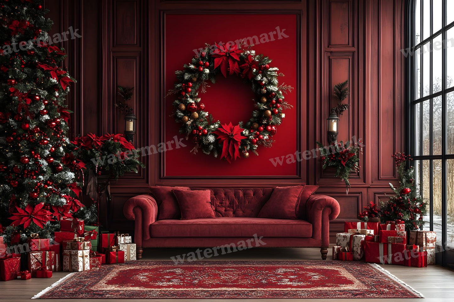 Red Christmas Backdrop Images