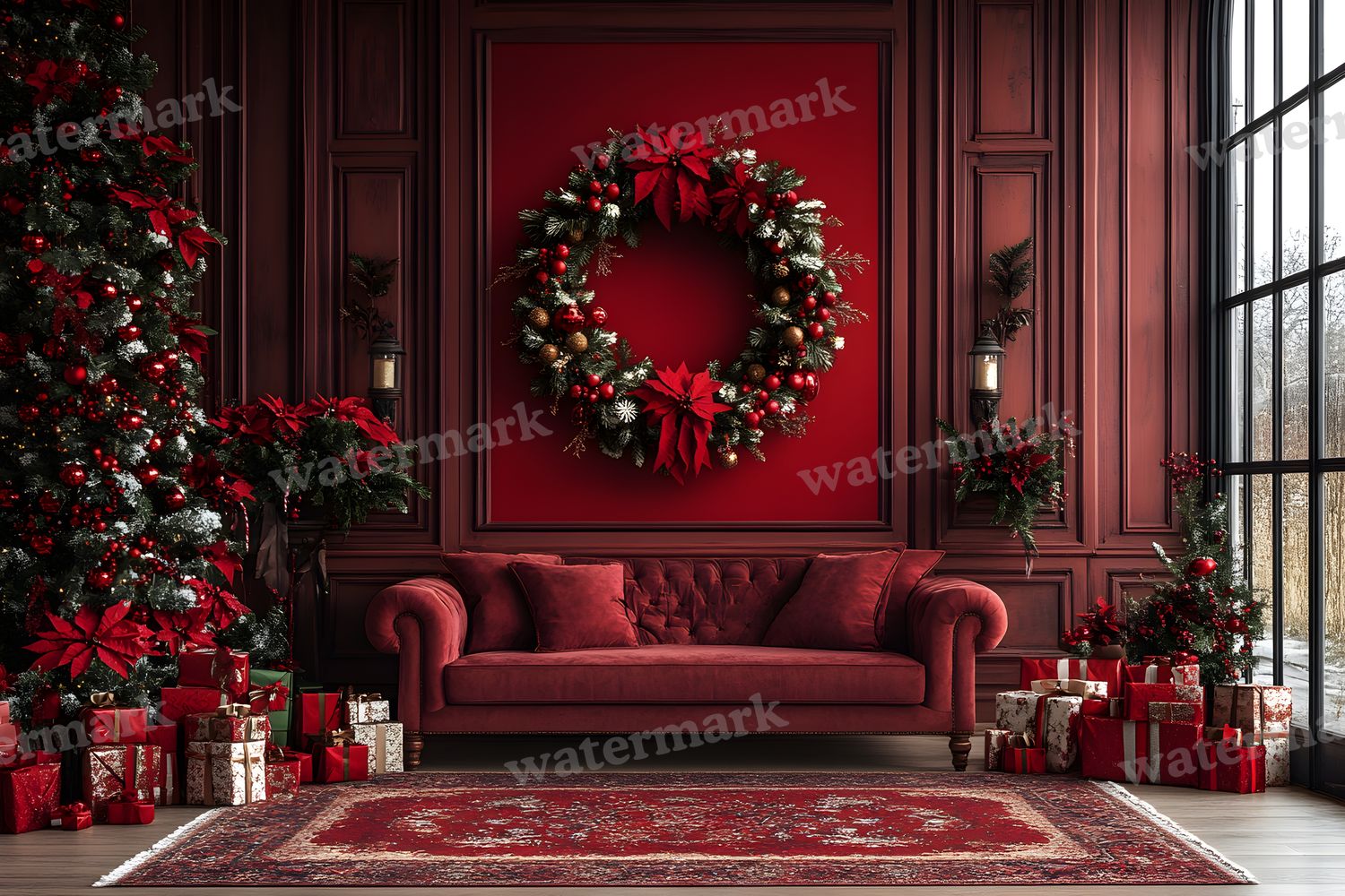 Red Christmas Backdrop Images