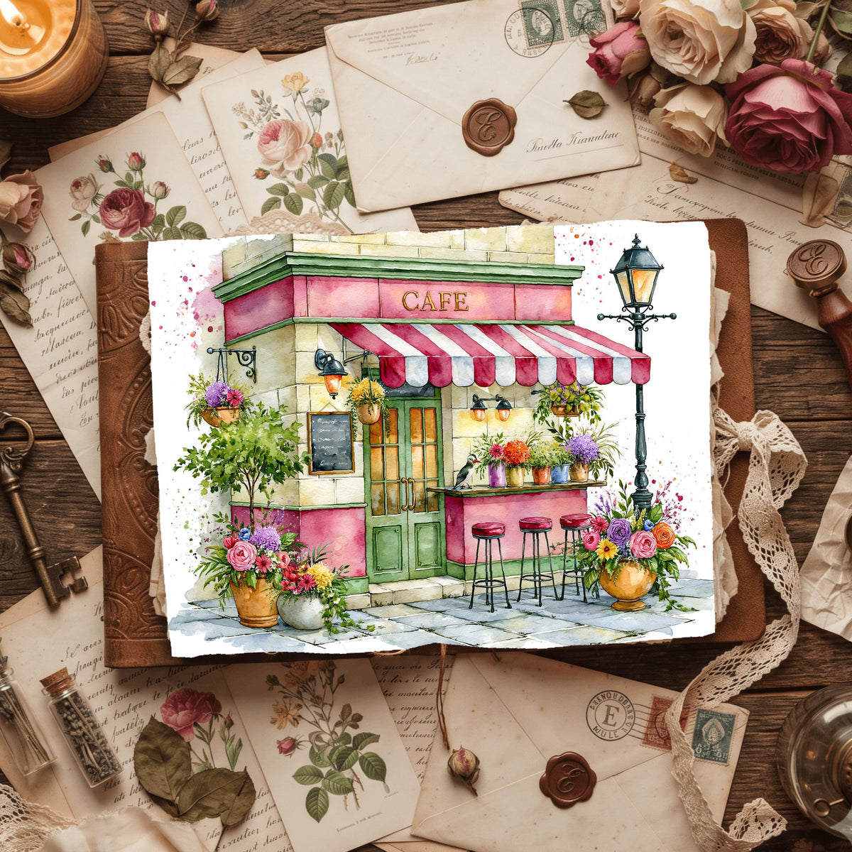Romantic Parisian Cafe�� Watercolor