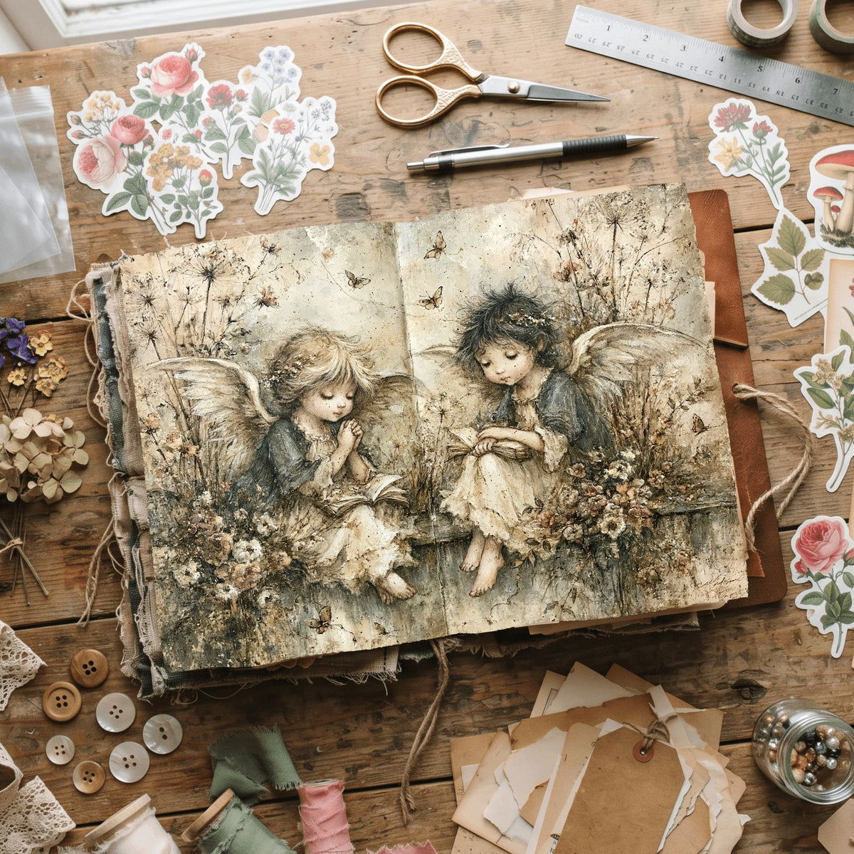 Rustic Angels & Wildflowers Journal Paper
