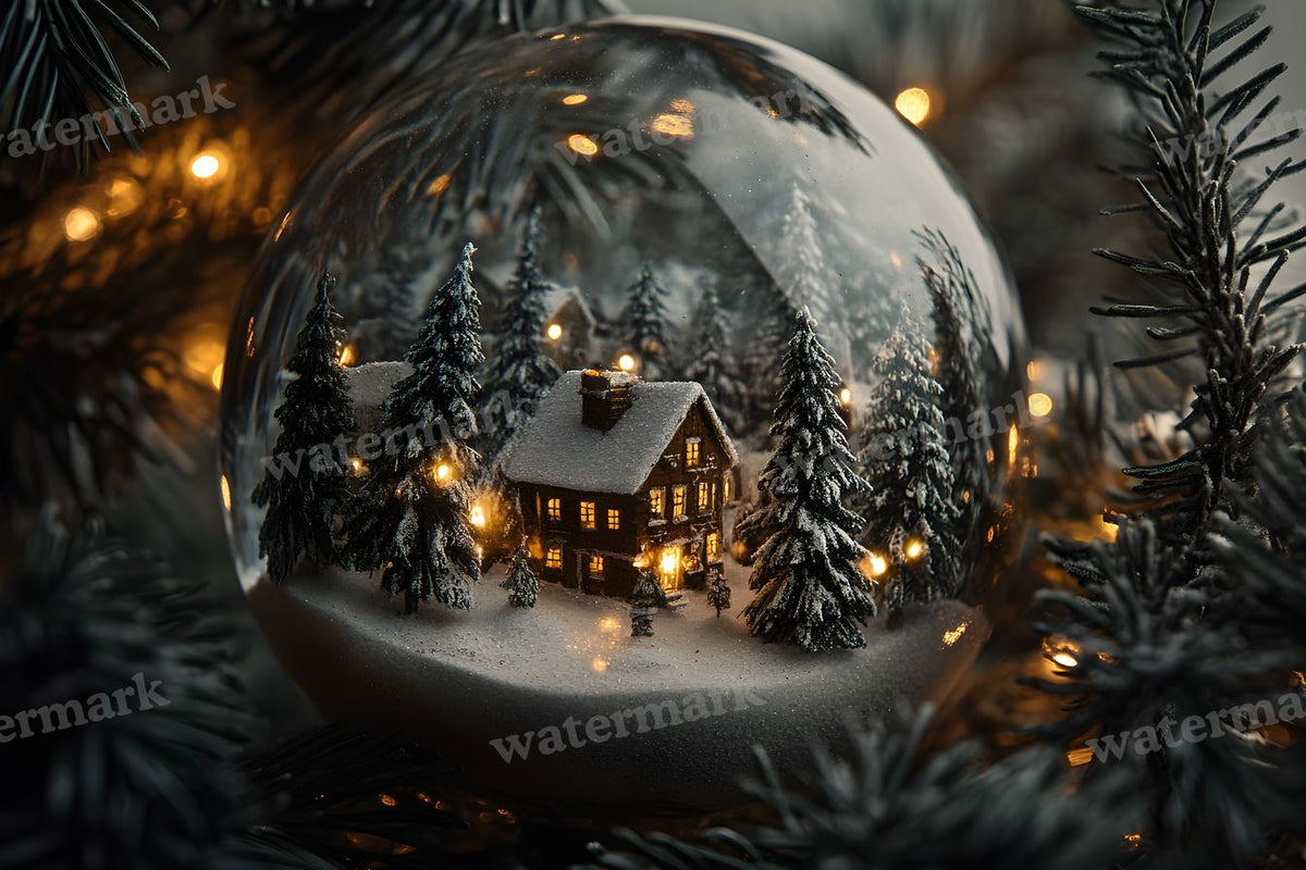 Snowy Snow Globe digital photo backdrop for photo editing, preview 4