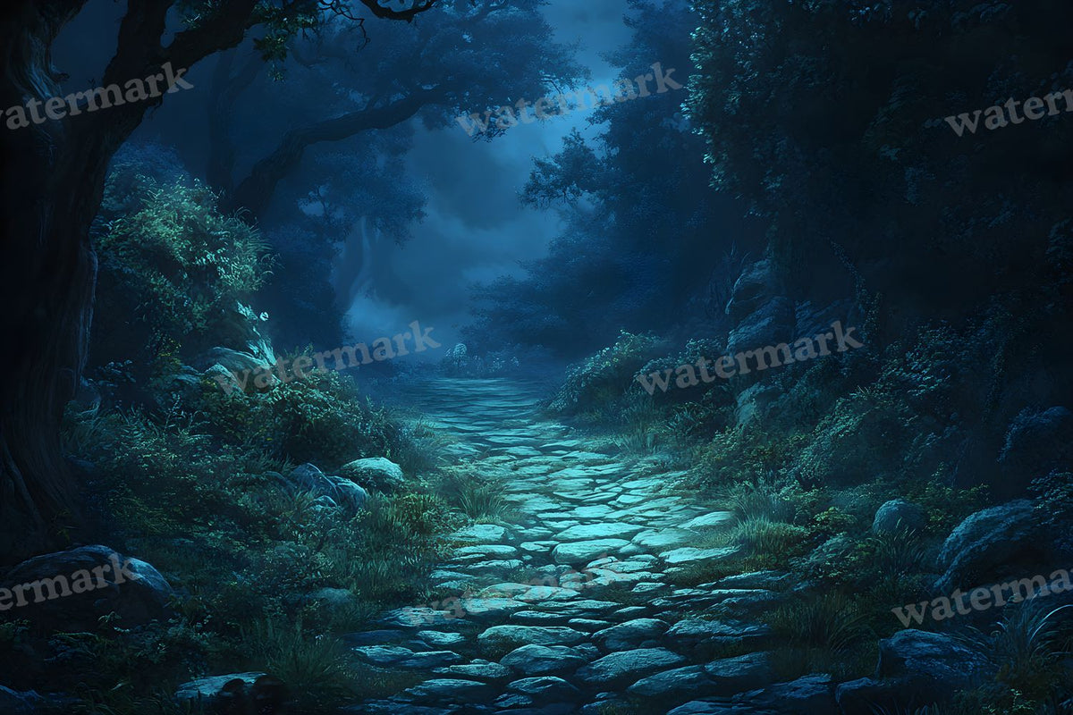 Spooky Forest digital photo backdrop for photo editing, preview 4