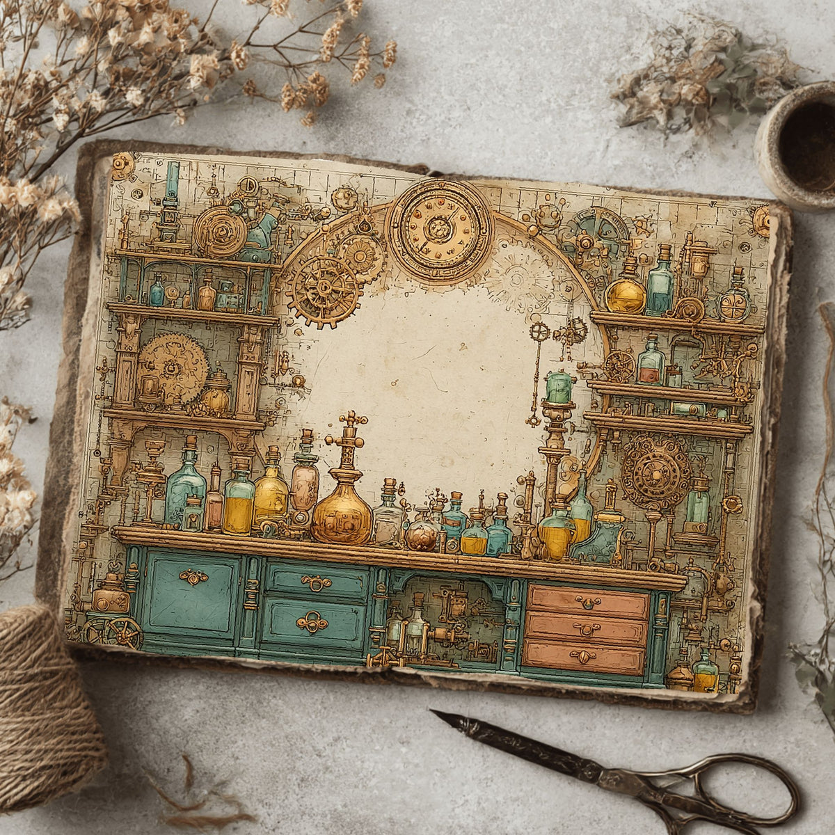 Steampunk Apothecary Journal Paper