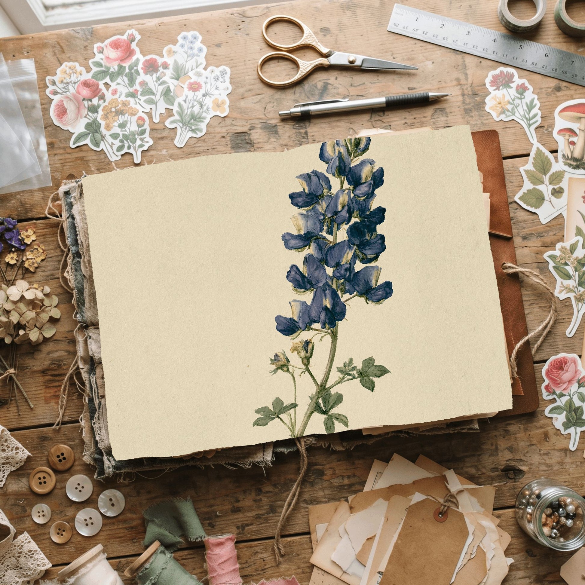 Vintage Arroyo Lupine Botanical Illustration