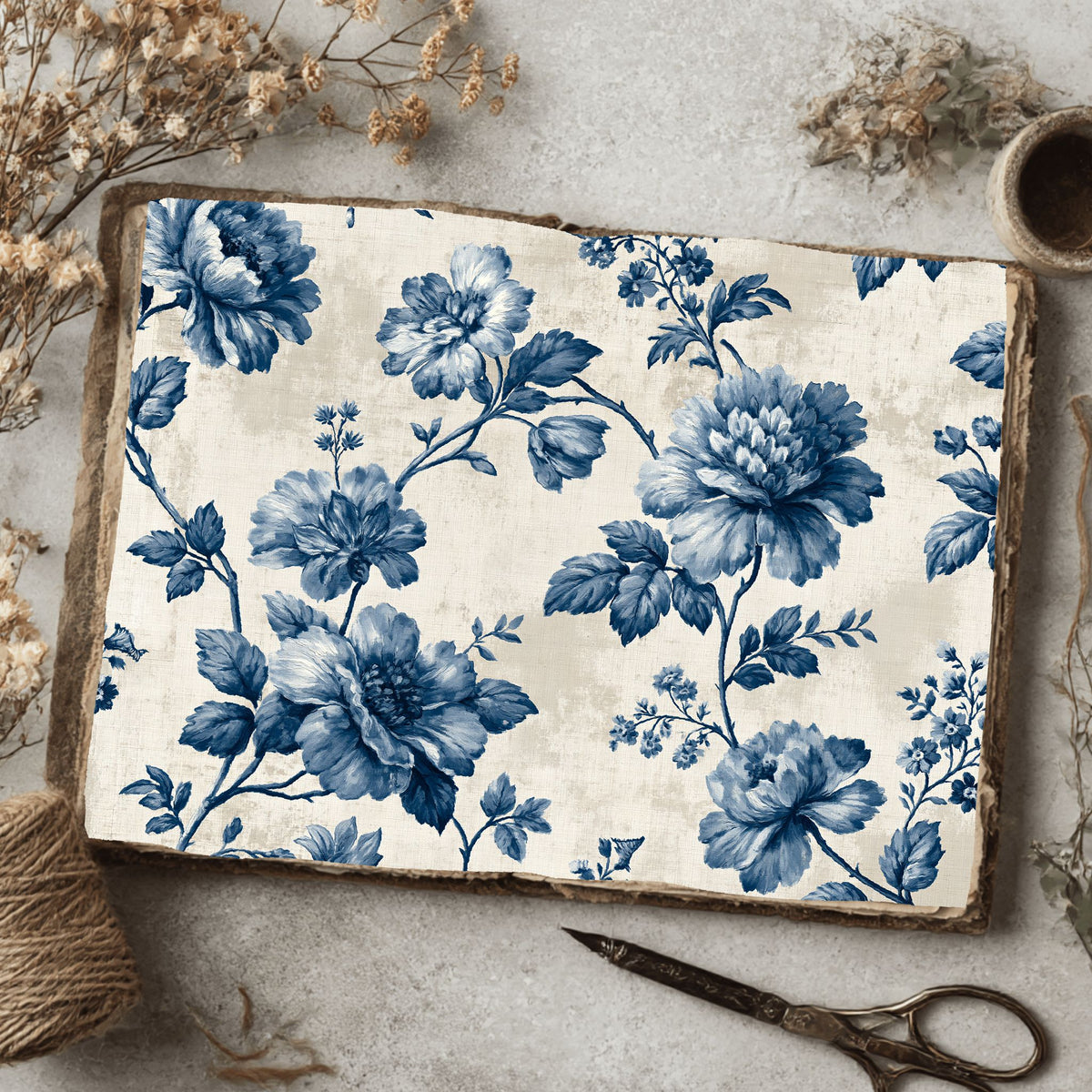 Vintage French Toile Floral Pattern
