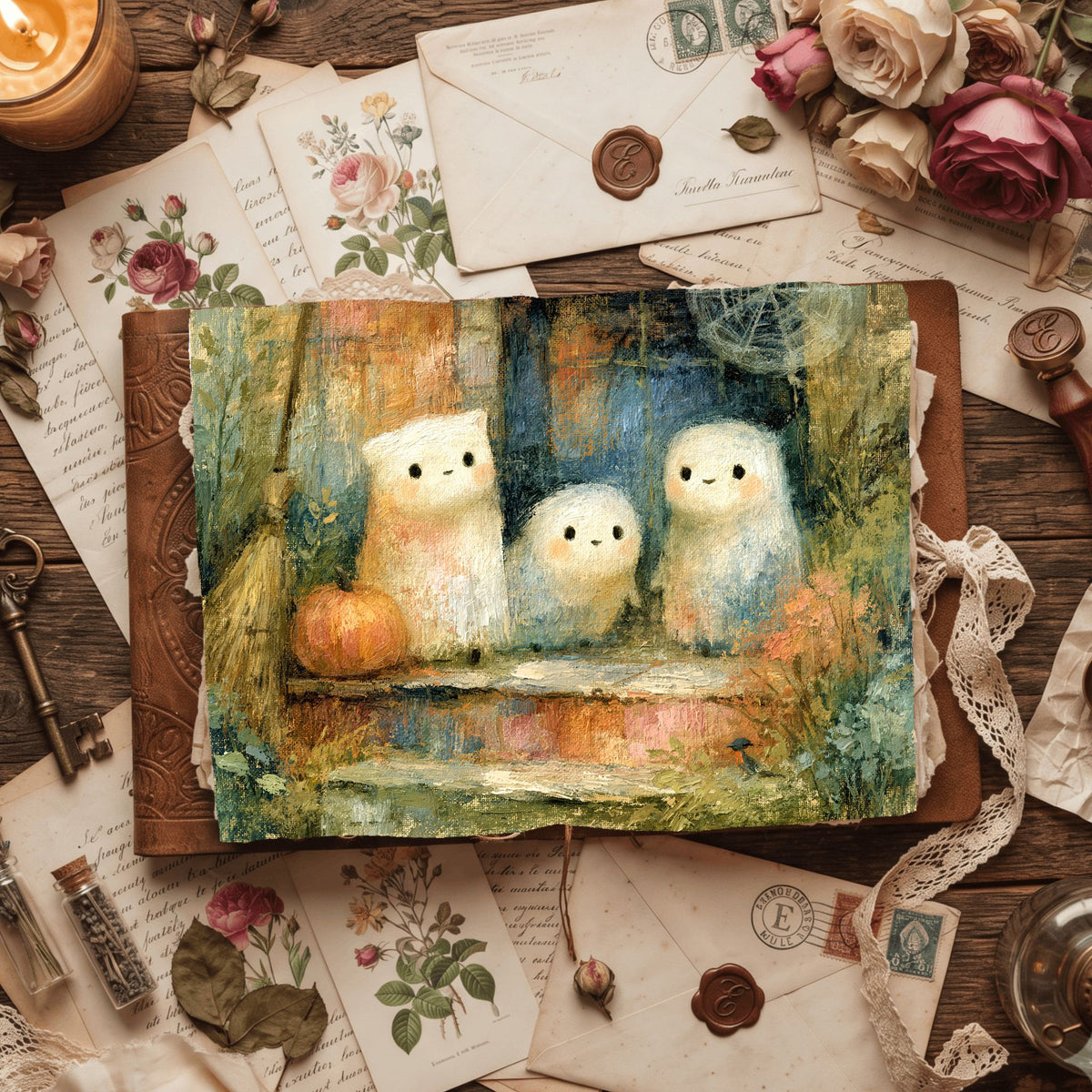 Vintage Halloween Oil Painting