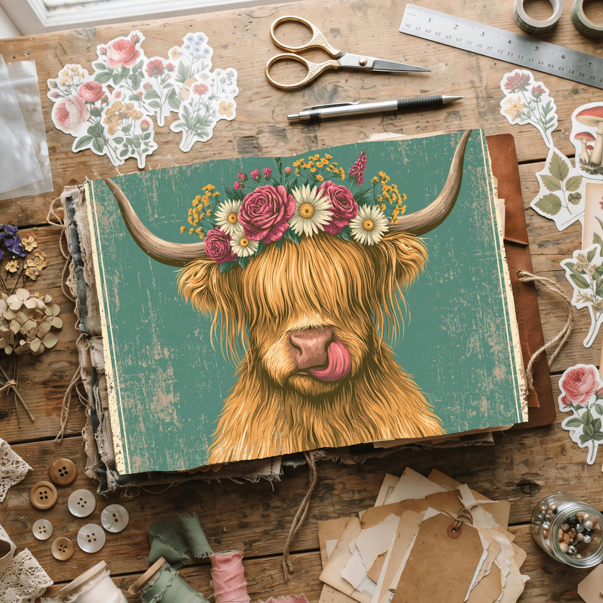Vintage Highland Cow Tin Sign