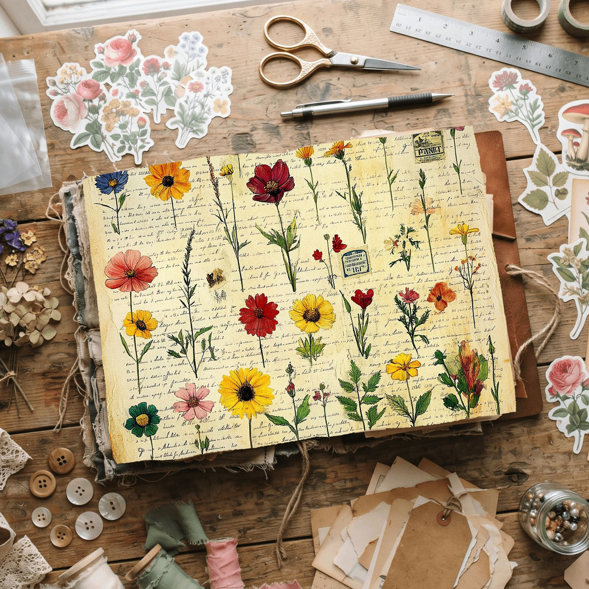 Vintage Wildflower Writing Paper
